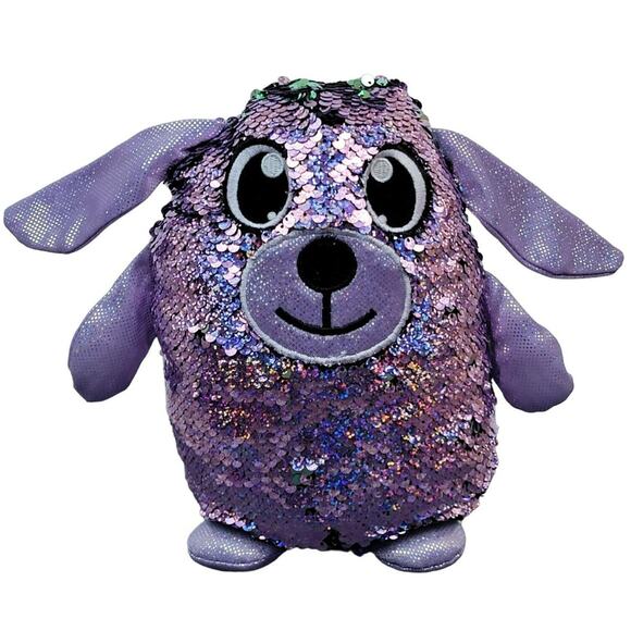 Shimmeez Delilah Dog‎ Plush 8" Dazzle Flip Sequin Purple Green Stuffed Plushie - Picture 2 of 7